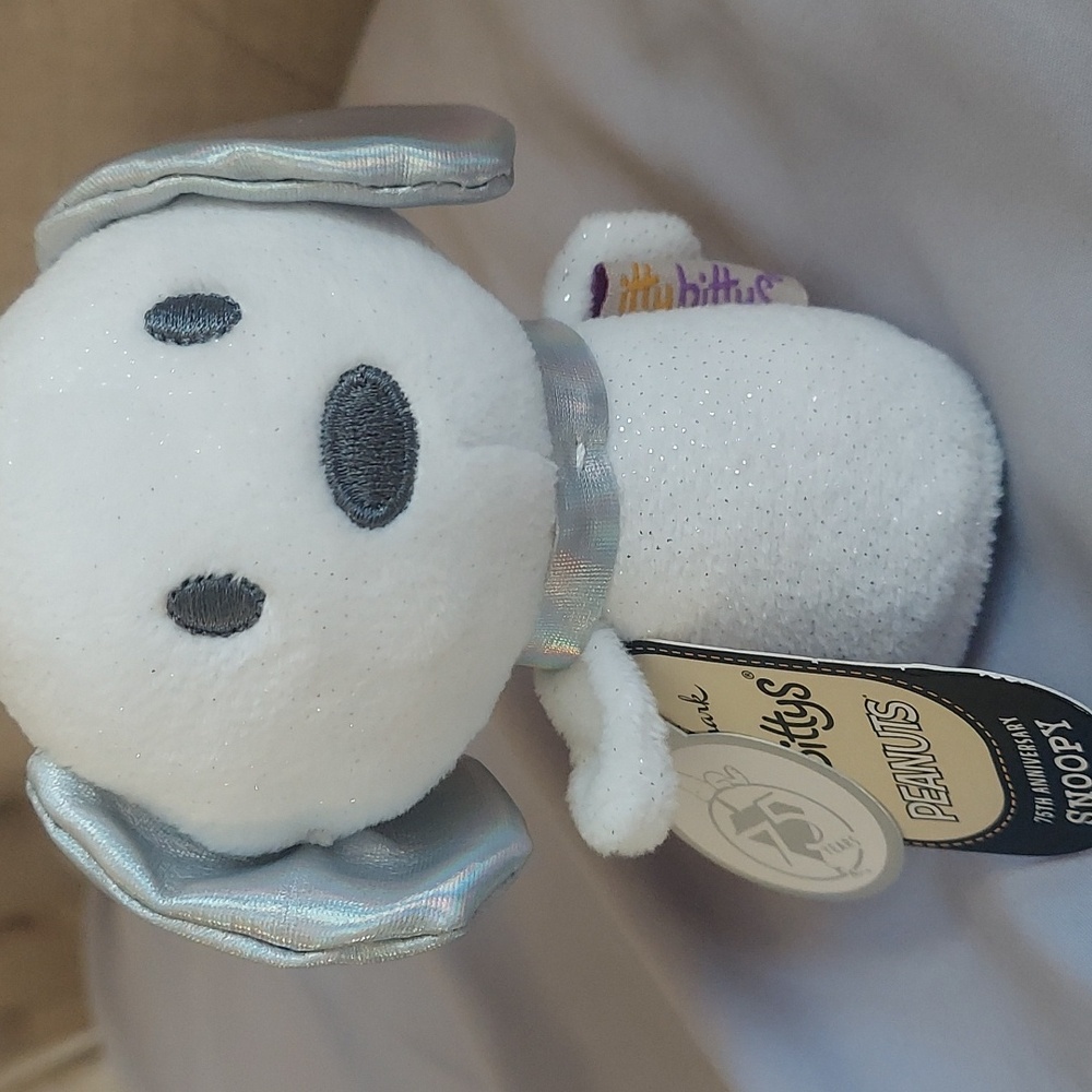 Hallmark Itty Bittys Snoopy 75th Anniversary Silver Ears 4" Mini NEW Stuffed Toy